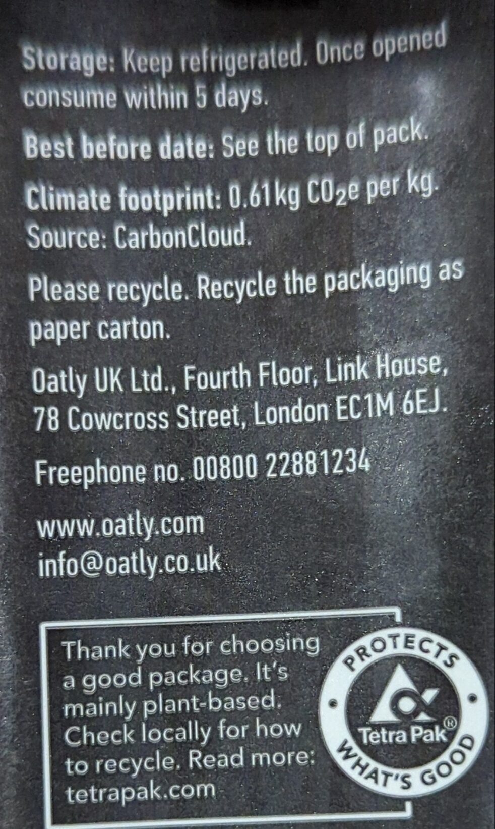 Creamy oat - Recycling instructions and/or packaging information