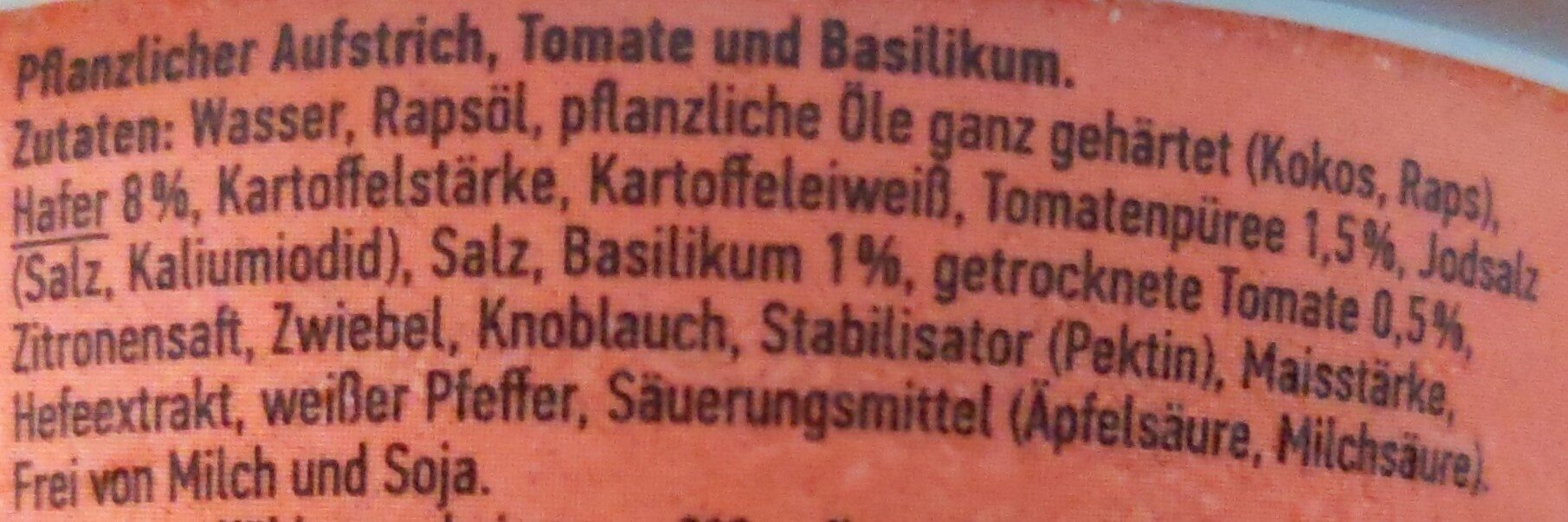 Aufstrich Tomate & Basilikum - Ingredients - de