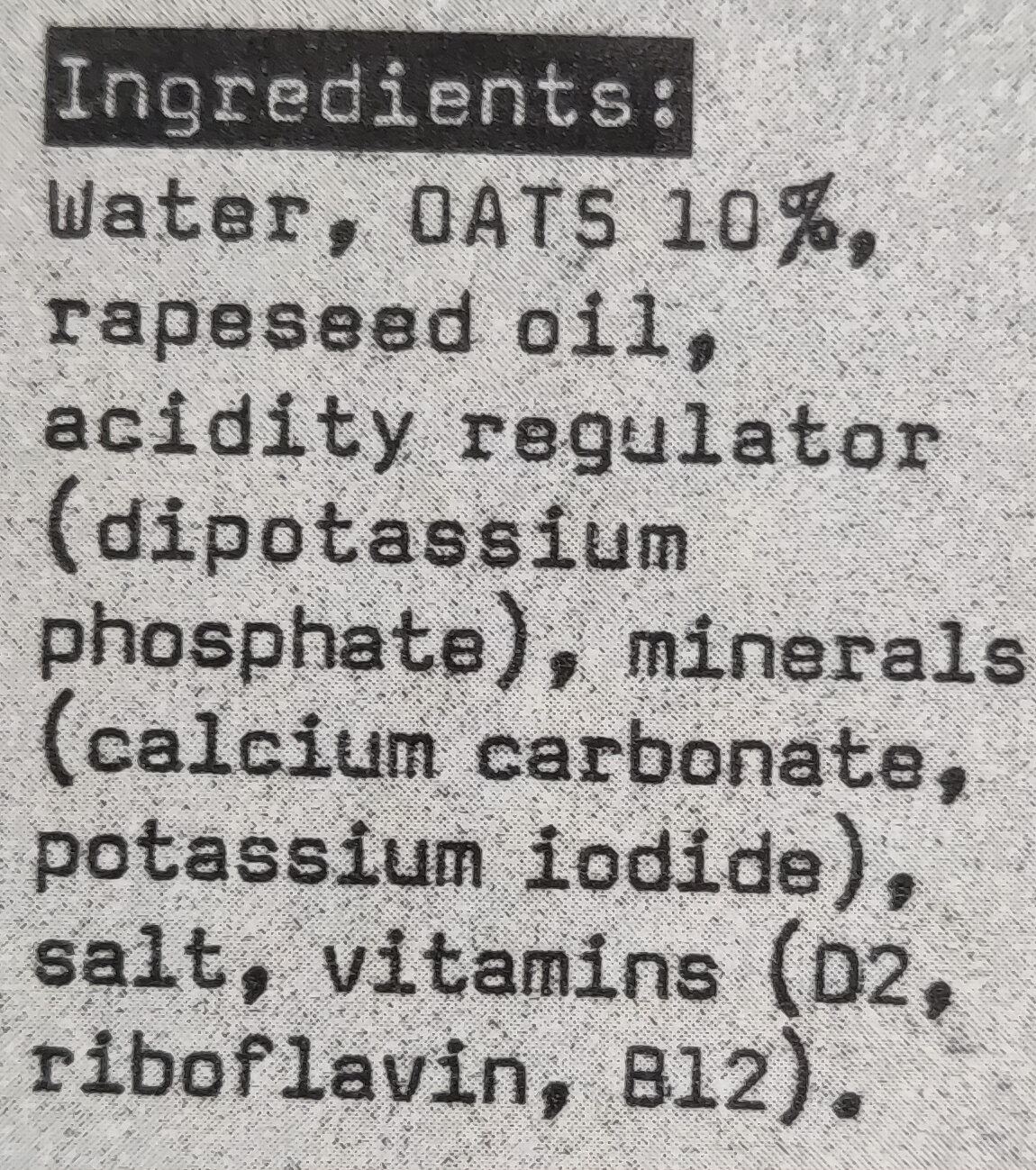 Barista edition oat drink - Ingredients