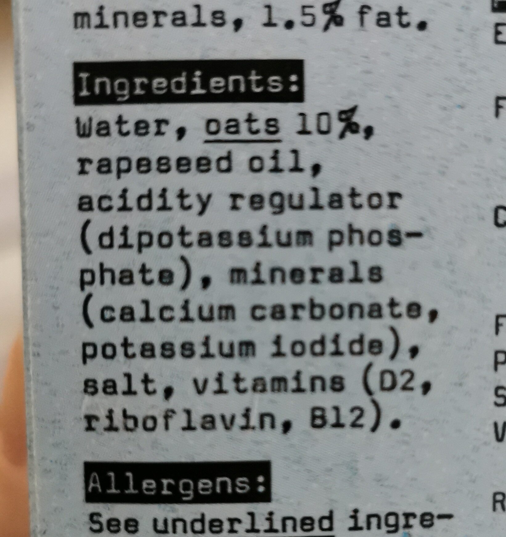 The Original Oat Drink Semi - Ingredientes - en