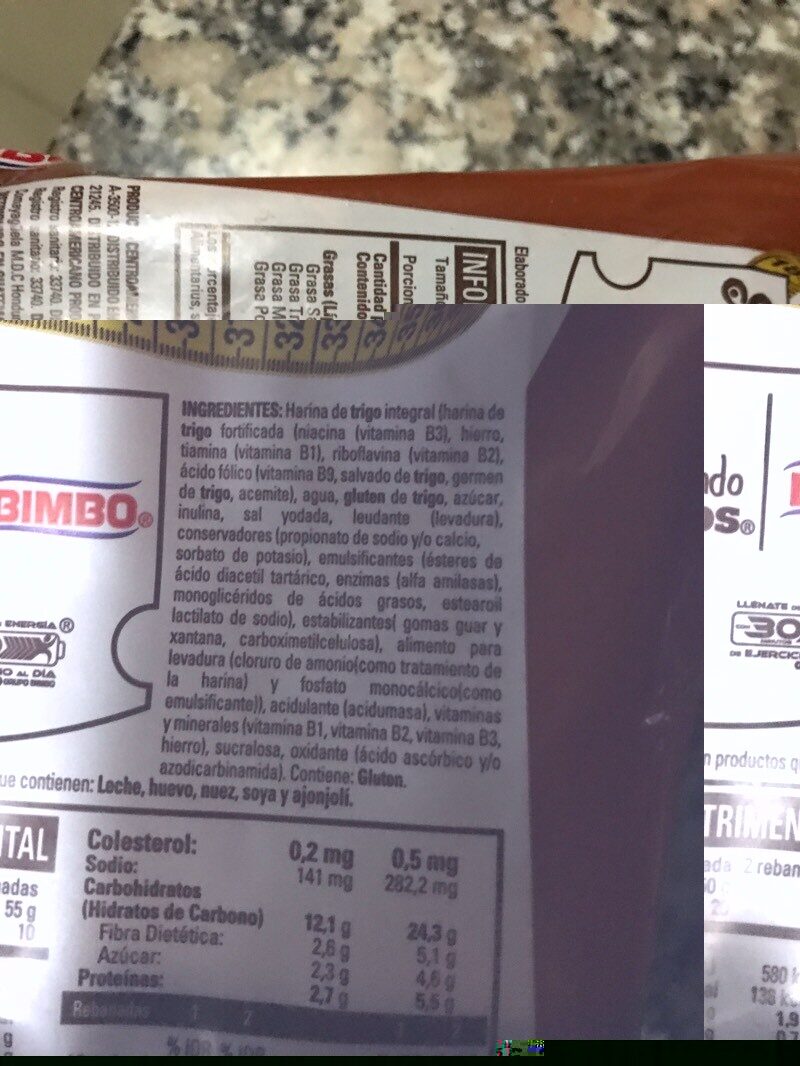 Pan De Dieta 0% Integral Bimbo - Ingredientes