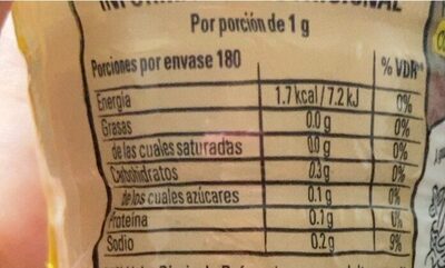 Sazon completo - Tableau nutritionnel