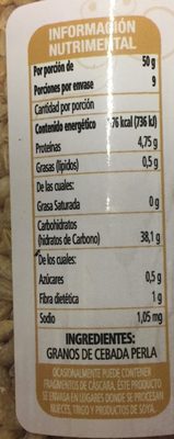 Cebada Perla Wand's - Nutrition facts - es