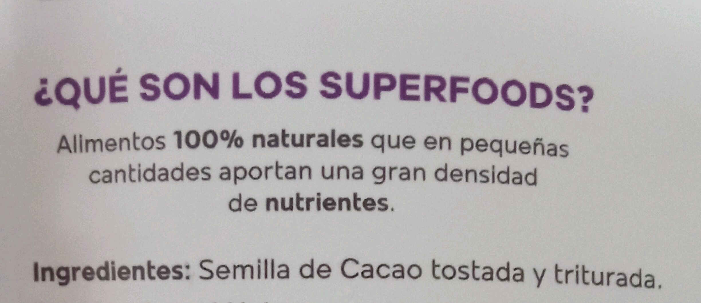 Cacao nibs - Ingredients - es