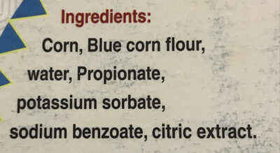 Blue Corn Tortilla - Ingredients