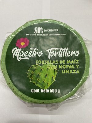 Tortilla de Maíz Nixtamalizado con Nopal y Linaza - Maestro Tortillero - ALFIMEXSA S. DE R.L. DE C.V. - 500g - Produkt - es