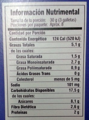 Galletas Quaker sabor moras y yogurt - Información nutricional