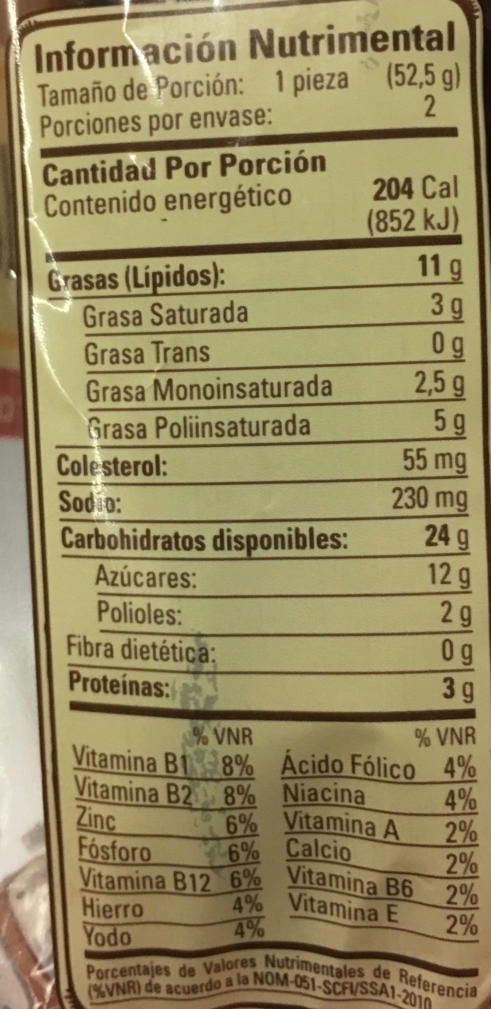 Mantecadas - Tableau nutritionnel - es