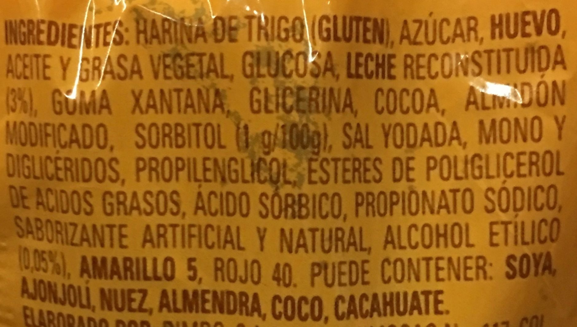 PANQUÉ MARMOL - Ingredientes