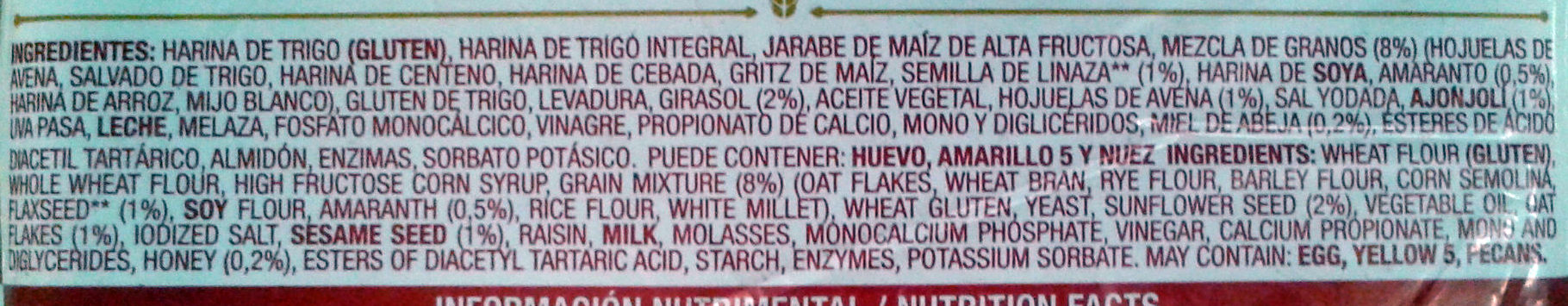 Oroweat 12 Granos - Ingredients - es