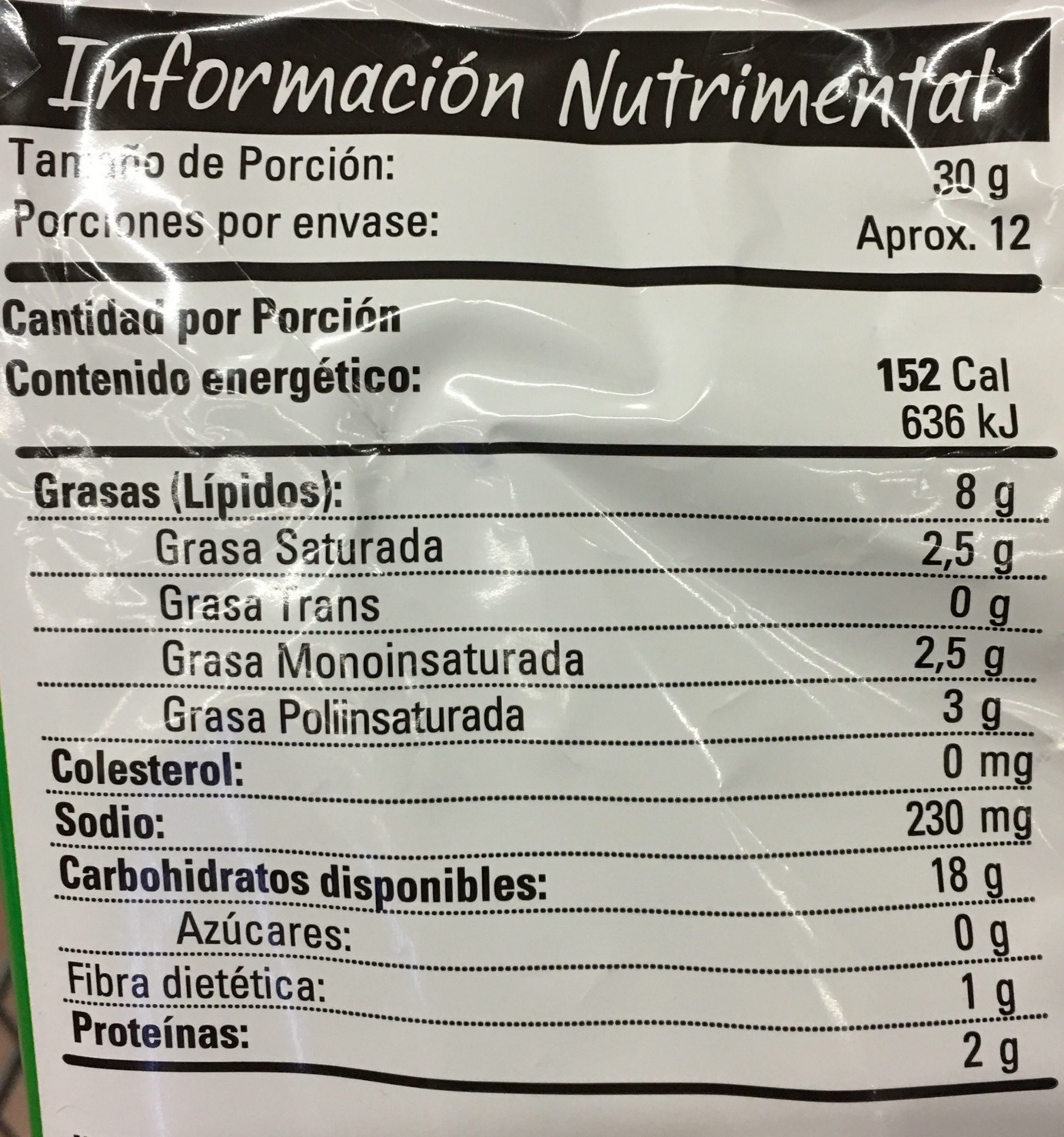 Chips Jalapeño - Nutrition facts - es