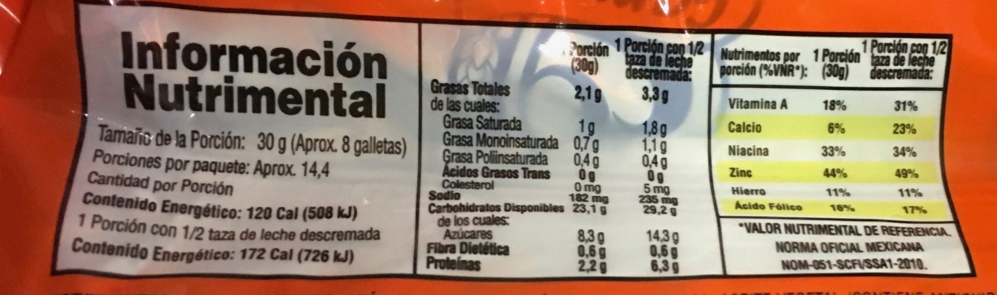 Marías - Información nutricional