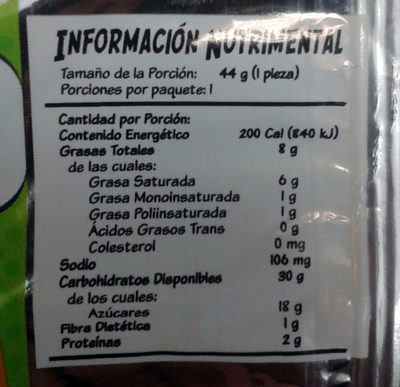 Mamut - Información nutricional