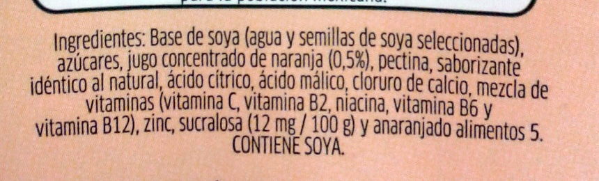 Soya + jugo de naranja - Ingredients - es