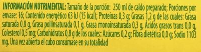 CALDO DE POLLO + CILANTRO - Información nutricional