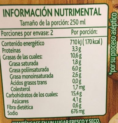 CREMA DE CHAMPIÑON - Información nutricional