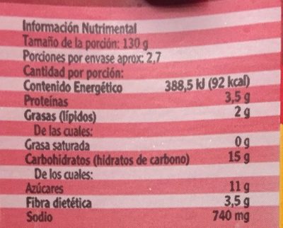 SALSA DE TOMATE PARA PASTA A LOS 4 QUESOS - Nutrition facts - es