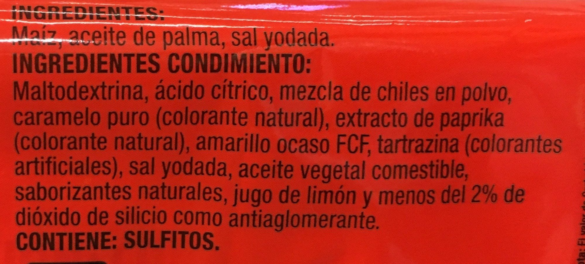 Act II sabor Chile y Limón - Ingredientes