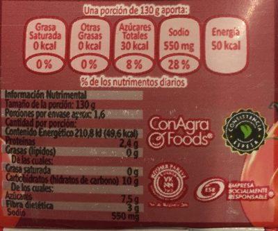 PURE DE TOMATE CONDIMENTADO - Información nutricional