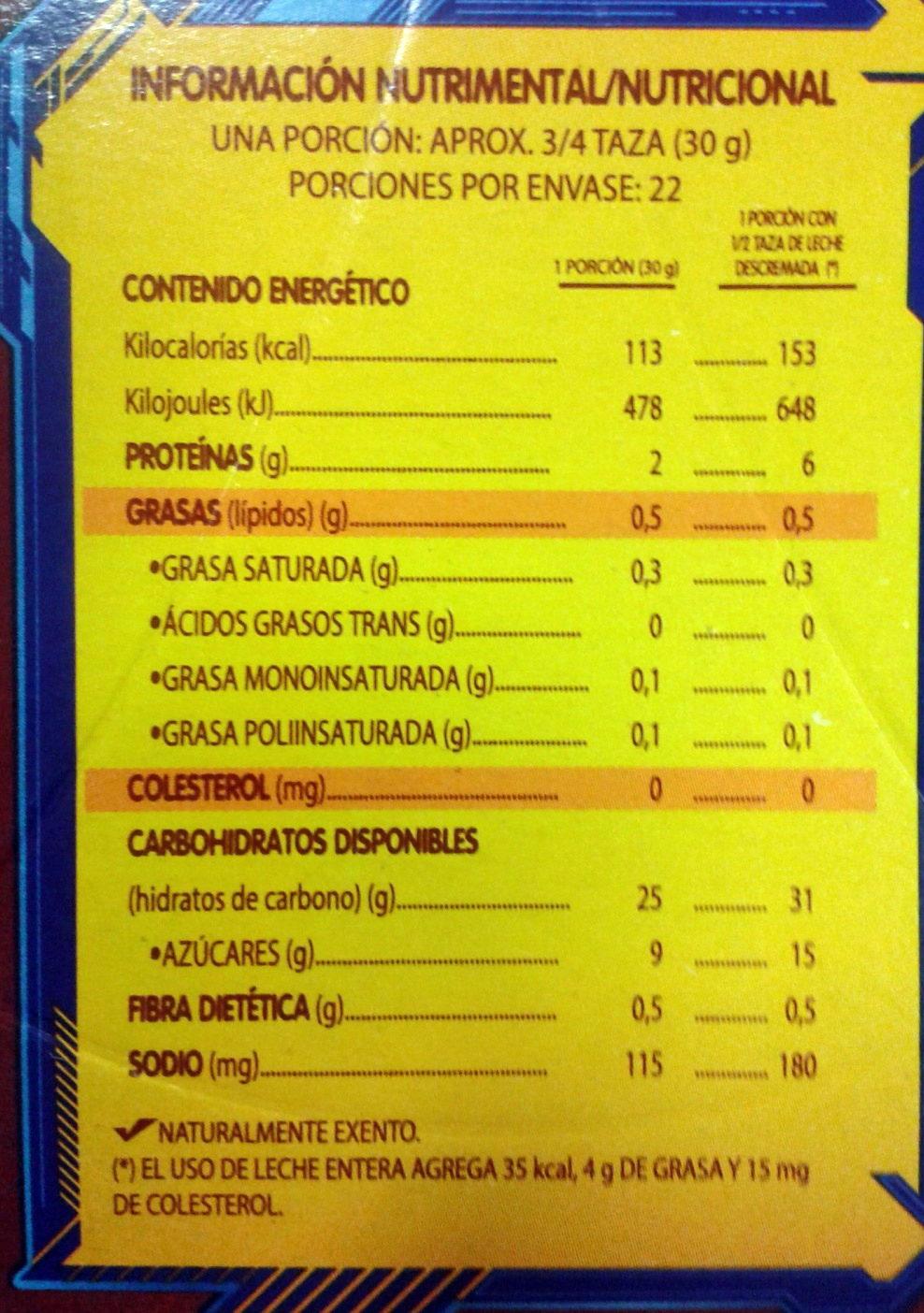 Choco Krispis - Información nutricional