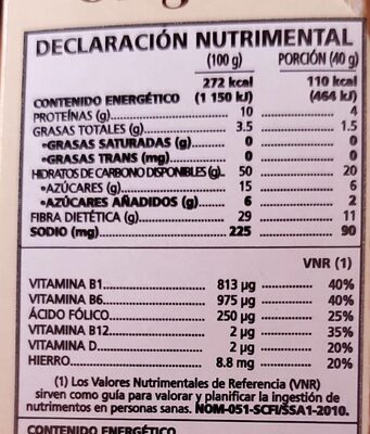 All bran original - Información nutricional