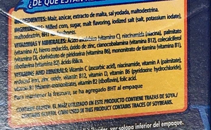 Zucaritas Kellogs 490G - Ingredientes