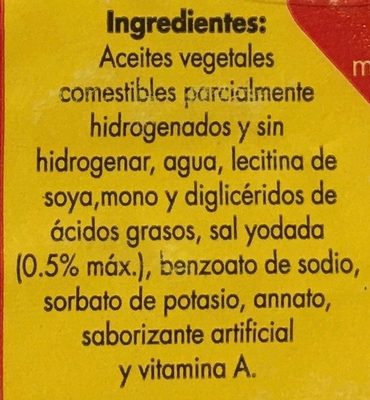 Margarina sin sal Aurrera - Ingredienser - en