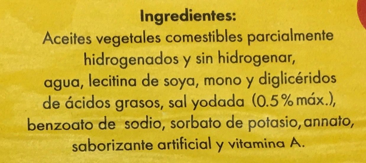Margarina sin sal Aurrera - Ingredientes