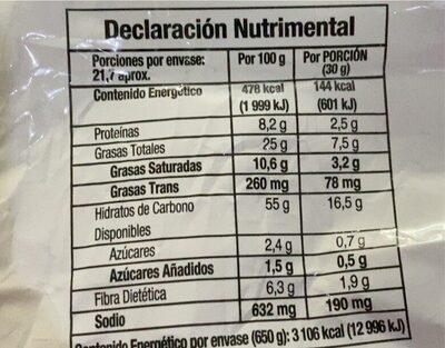 Doritos nacho - Información nutricional - fr