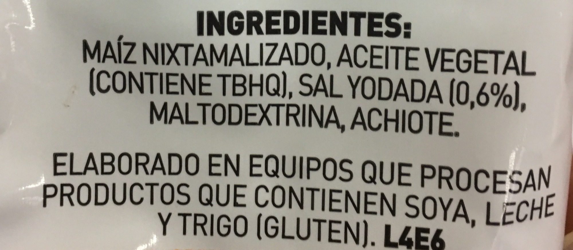 Tostitos Nachos - Ingredientes