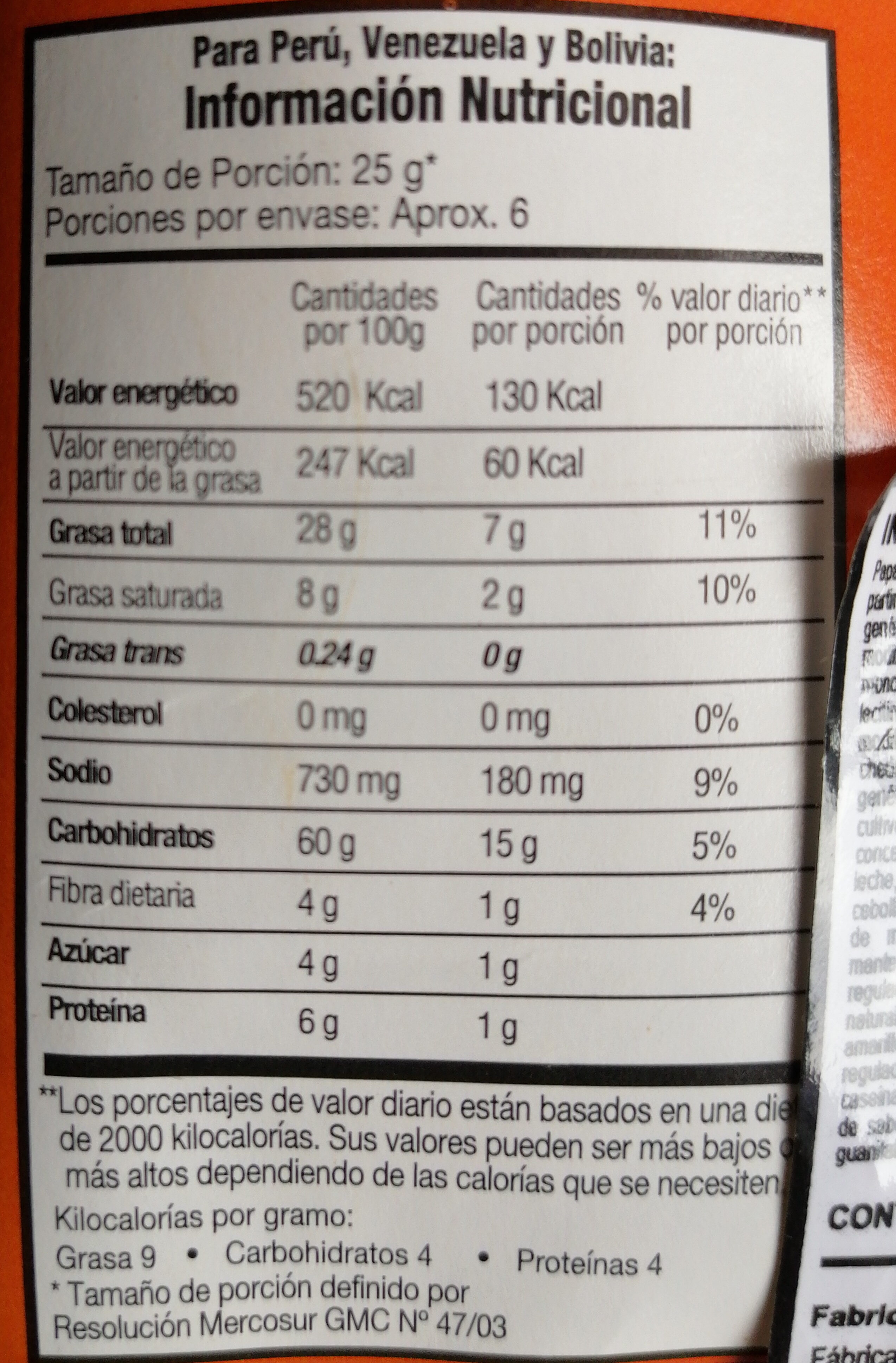 Stax con sabor a Queso Cheddar - Nutrition facts - es