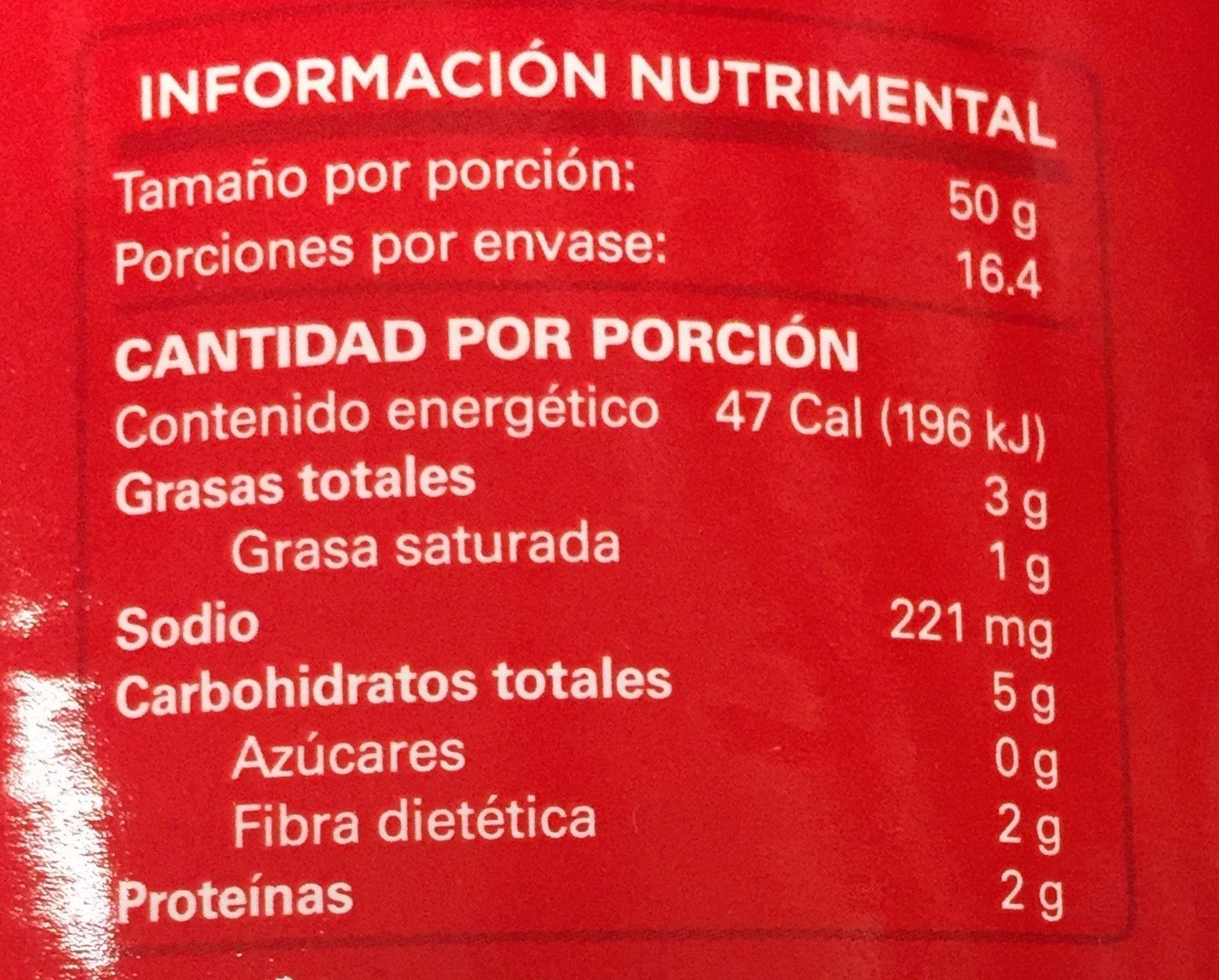 FRIJOLES BAYOS REFRITOS - Información nutricional