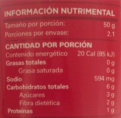 Marinated Chipotles - Información nutricional