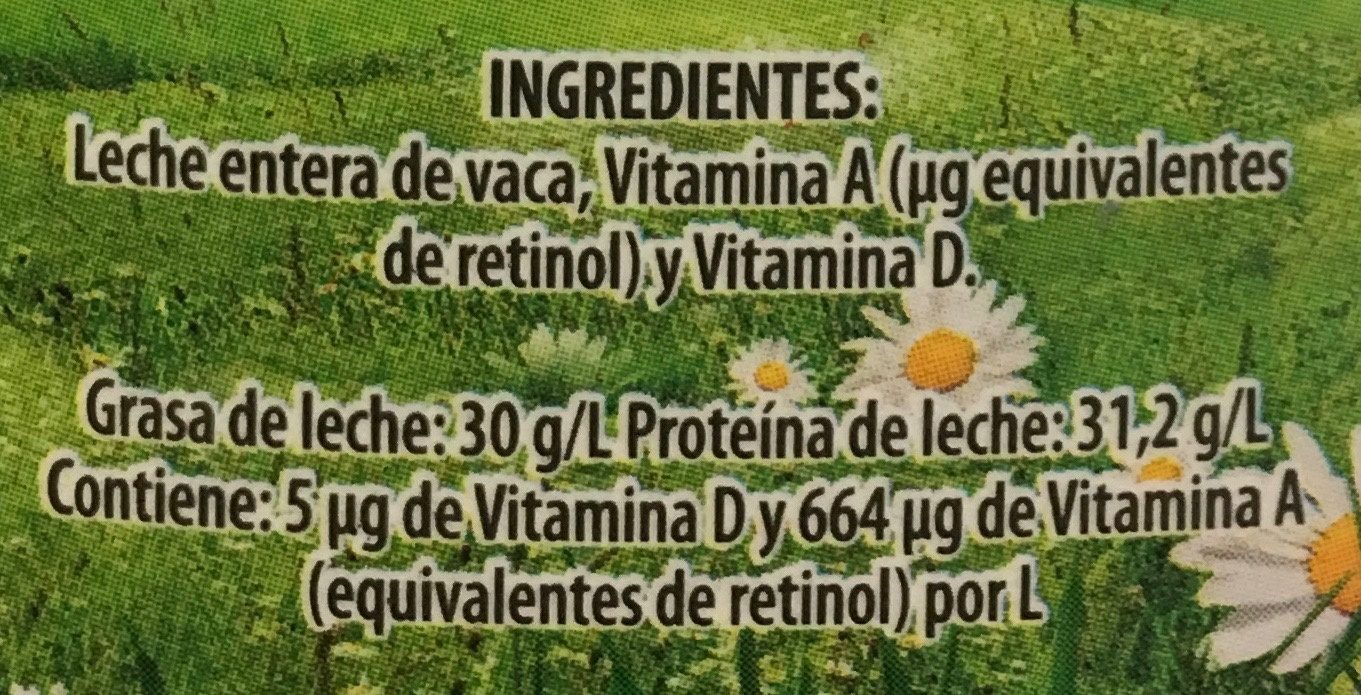 leche entera - Ingredients - es