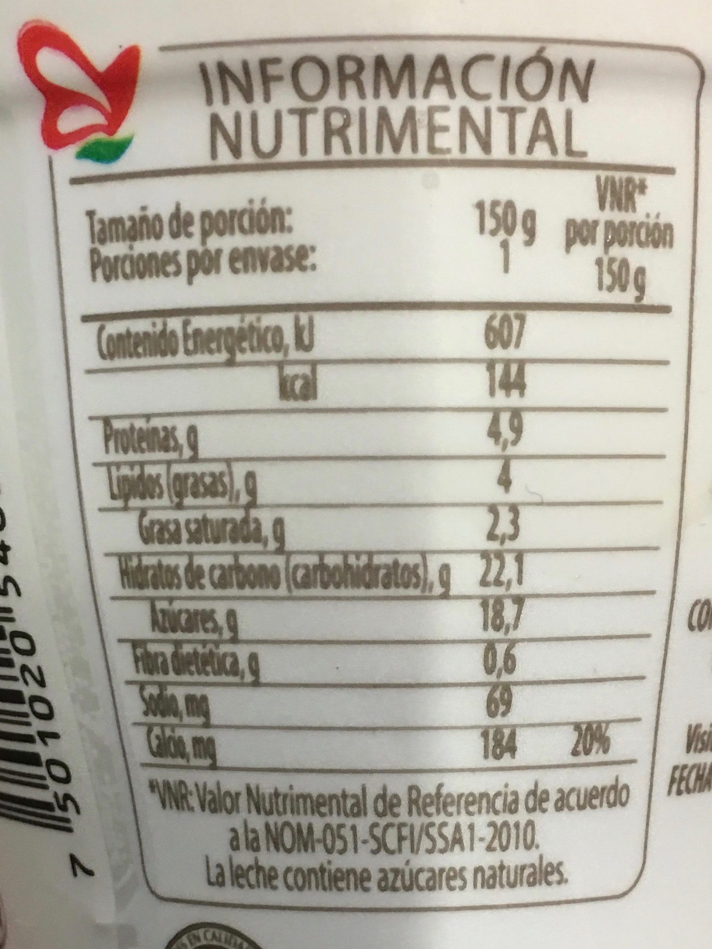 Yogur Semillas Frutos Tropicales y Chía - Información nutricional