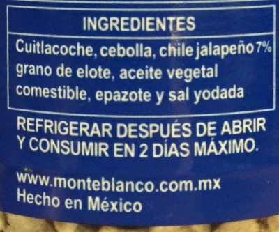 Cuitlacoche Monteblanco - Ingredientes