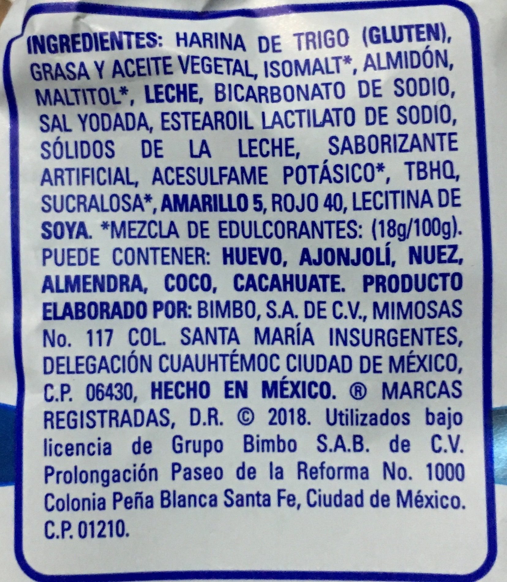 Pastisetas sin azúcar Suandy - Ingredientes