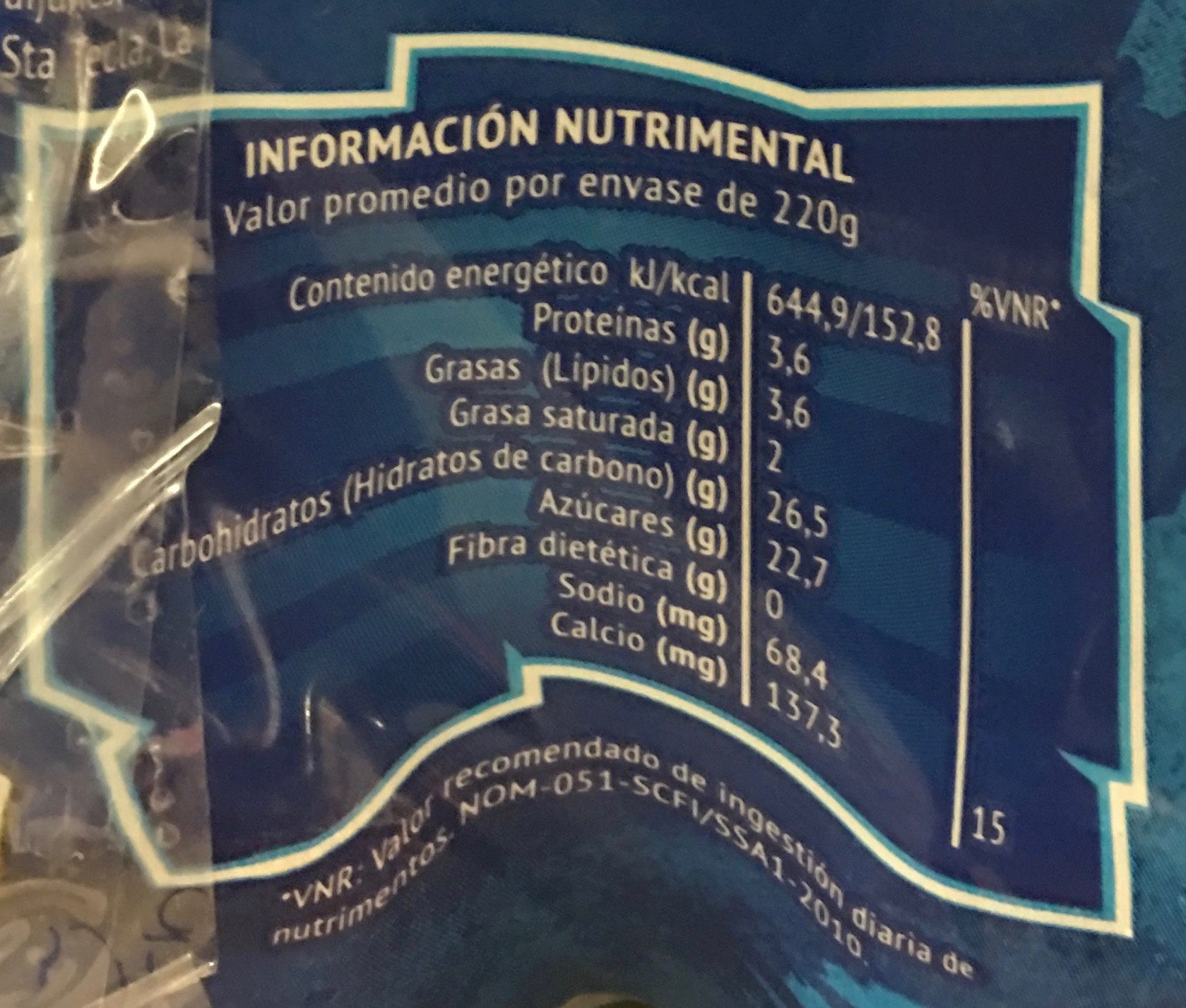 DNP PIÑA COKETA PROMO PACK - Información nutricional