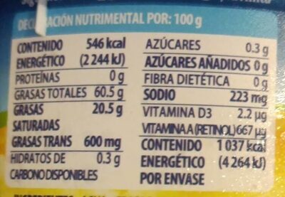 Mantequilla margarina - Tableau nutritionnel - es