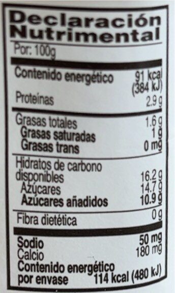 Yoplait contiene trozos de fresa natural y probióticos - Información nutricional