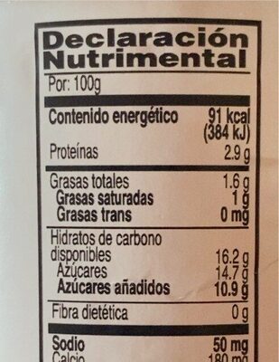 Strawberry Yogurt - Información nutricional
