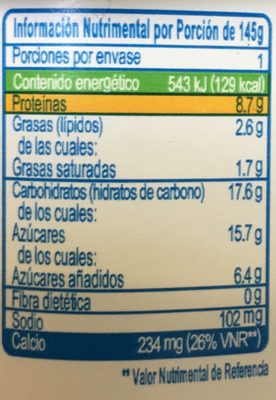 Yoplait Griego Granos Selectos - Información nutricional