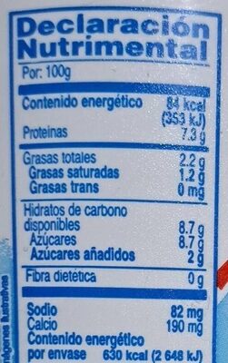 Yoghurt sabor natural estilo griego - Información nutricional