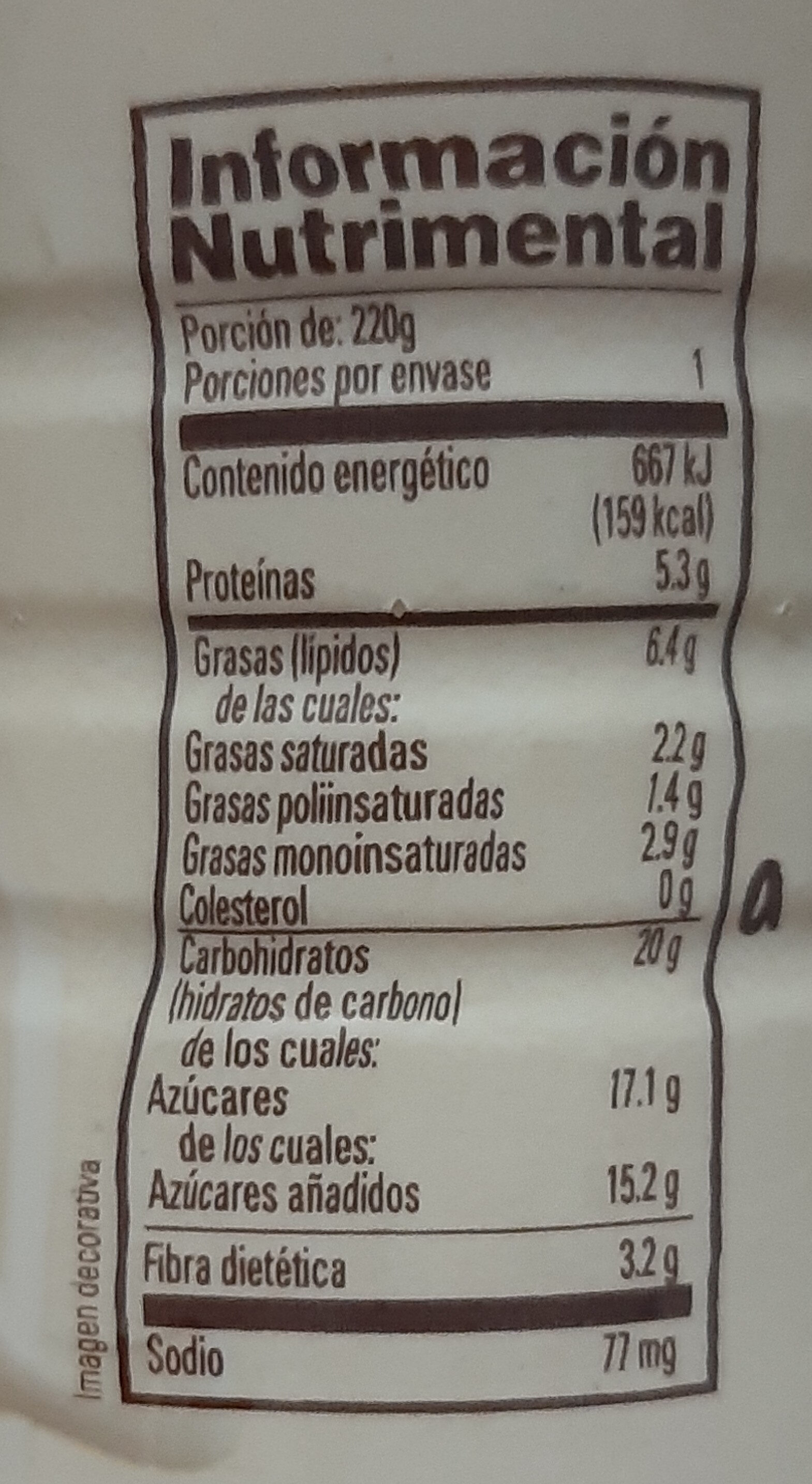 Almond alternativa al yogurt - Información nutricional