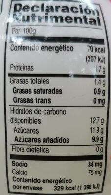 Yoplait Pina Coco natural - Información nutricional - fr