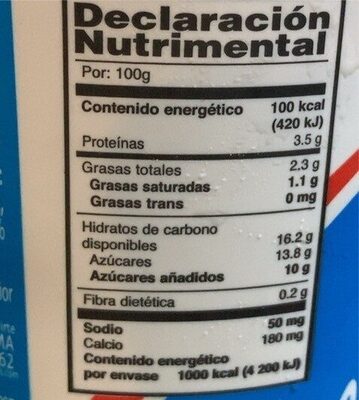 Yogurt con granola natural - Información nutricional