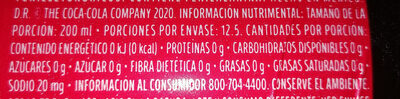 Coca Cola Sin Azúcar - Información nutricional