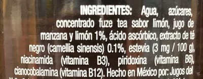 Fuzetea Limón y Té Negro - Ingredientes