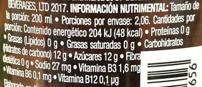 Fuzetea Limón y Té Negro - Información nutricional