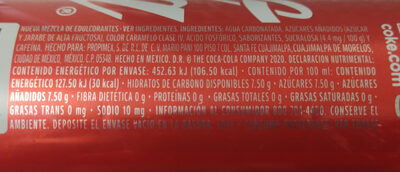 Coca Cola Sabor Original - Ingredientes